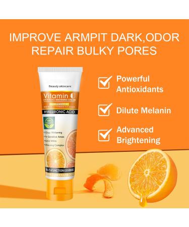 Underarm Whitening Cream Armpit Whitening Cream Skin Lightening Cream Vitamin C Bleaching Cream for Dark Skin & Private Parts Fade Melanin on Knees & Elbows & Leg & Sensitive & Intimate Parts - Buy Online on GoSupps.com