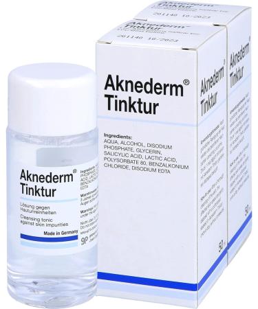 Aknededm tincture 2x50ml gentle pore depths of skin cleaning & disinfection cleans & disinfects normal to greasy impure skin.