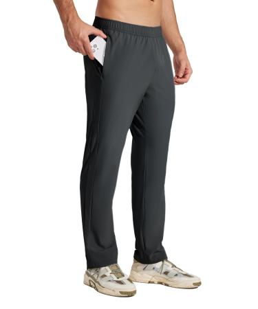 Willit Men's Running Pants with Zipper Pockets Open Bottom Quick Dry Lightweight Track Pants Athletic Workout Deep Gray Large