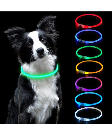 Auauy light neck band dog LED dog collar usb rechargeable length-adjustable pet safety collar cutable waterproof luminous band for dogs and cats (7 colors) 7 color universal - Buy Online on GoSupps.com