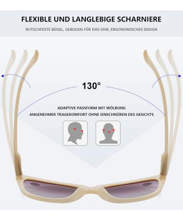 Lanomi Cat Eye Reading Glasses for Women - UV400 Anti-Glare Tinted Sun Readers with Spring Hinges | Beige 2.5x Visual Aid - Buy Online on GoSupps.com