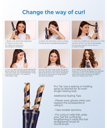 6 in 1 Air Styler Set - 2024 Negative Ion Airstyler with Warm Air Brush Curling Iron & Straightener - Perfect for Drying Smoothing Volume & Curls - Stylish Blue - Buy Online on GoSupps.com