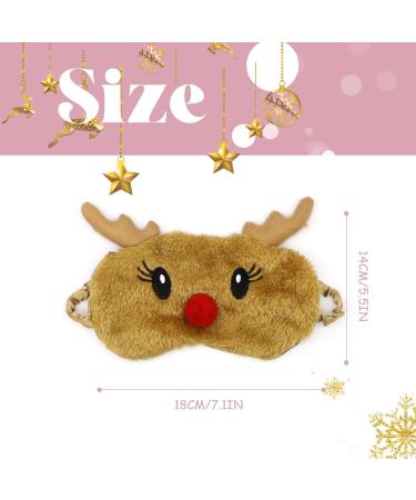 Christmas Reindeer Eye Mask - Soft Fluffy Plush Sleep Mask for Women Men Kids - Brown - Buy Online on GoSupps.com