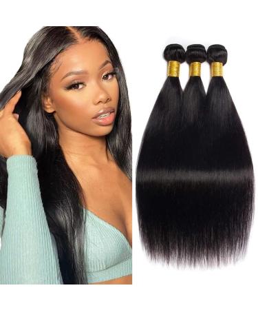 Huarisi Brazilian Straight Hair 3 Bundles 14 16 18 Inch Grade 7a Virgin Human Hair Weaving Just unprocessed hair extension Natural Color Double Weft