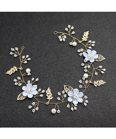 Blue Rhinestone Pearl Flower Alloy Headpiece - Handmade Wedding Hair Accessory for Bride & Bridesmaids - Buy Online on GoSupps.com