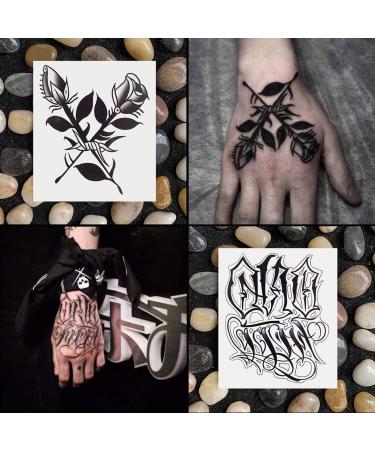 Oottati Waterproof Black Gothic Flower Rose Temporary Tattoo Stickers - 9 Sheets - Buy Online on GoSupps.com