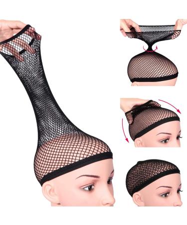 Dreamlover, Hair Net for Wig, Fishnet Wig Cap for Women, Wig Cap for Long Thick Hair, Black, 2 Pieces