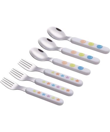 EXZACT Kids Cutlery Set - Stainless Steel Toddler Children's Cutlery - BPA Free, Dishwasher Safe - Stars & Dots Design - 6pcs (3 Forks + 3 Spoons) - Buy Online on GoSupps.com