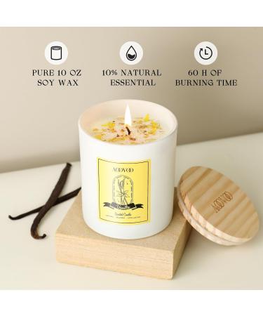 AOOVOO Vanilla Candles - Scented 10oz Natural Soy Wax Candles with Crystals | Perfect Gift for Women & Men | 60H Burn Time - Ideal for Birthdays & Christmas - Buy Online on GoSupps.com