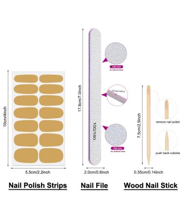 DANNEASY Glitter Nail Wraps - 24 Sheets of Solid Color Nail Polish Strips for Women | Self-Adhesive Gel Nail Stickers with File and Cuticle Stick for Manicure Art - Buy Online on GoSupps.com
