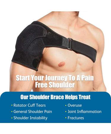Heagimed Men's Adjustable Neoprene Shoulder Support Brace with Pressure Pad - Rotator Cuff Pain Relief & Injury Prevention - One Size - Buy Online on GoSupps.com