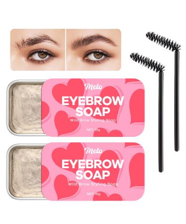 Meto Eyebrow Soap(2 Count) Brow Soap(0.6 Ounce) Eyebrow Soap Kit Long Lasting Waterproof Soap Brows Eyebrow Soap Wax with Brow Brushes for Eyebrows 3D Brow Styling Soap Clear Eyebrow Setting Gel 1.06 Ounce (Pack of...