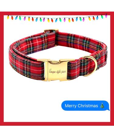 unique style paws Christmas Plaid Dog Collar with Bowtie Durable Adjustable Dog Collars Bow Dog Collar for Small Girl or Boy Dogs S Scottish red - Buy Online on GoSupps.com