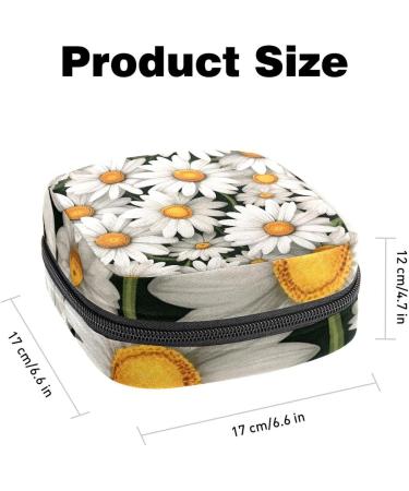 White Chamomiles Pattern Menstrual Storage Bag - Portable Period Pouch for Women & Teens - Multi-Colored - 1Pc - Buy Online on GoSupps.com