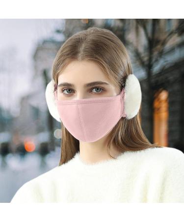 Buy Klufo Cotton Face Cover - Cloud Shape & Rabbit Fur Ear Warmers | Soft Pink Winter Protection - Buy Online on GoSupps.com