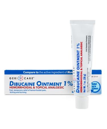 GeriCare Dibucaine Hemorroid Ointment 1% Pain-Relief Hemorrhoid Cream |Hemorroidal & Topical Analgesic| Quick Relief from Burning & Itching | Fast-Acting External Hemorrhoid Treatment 1oz 1 Ounce (Pack of 1)