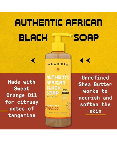 Alaffia Authentic African Black Soap - Tangerine Citrus 16 fl oz | Natural Skincare - Buy Online on GoSupps.com