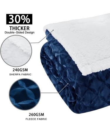 Sherpa Throw Blanket Twin Size Blue - Cozy Reversible Flannel Fleece for Couch Sofa Bed - 60 x 80 - Buy Online on GoSupps.com