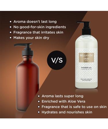 Bella Vita Luxury OUD WHITE Unisex Body Wash Refreshing Shower Gel for Deep Cleansing Hydrating Moisturising Softer & Smoother Skin with Aloe Vera 500 ml - Buy Online on GoSupps.com