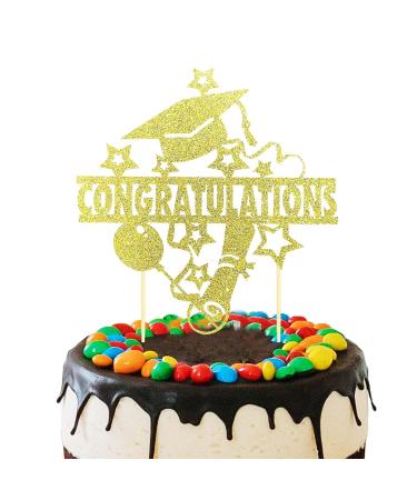 Congratulation 2024 Graduation Cake Topper Gold Glitter Congrats Grad Cake Picks for 2024 High School/College/Senior Graduation Party Glitter Decorations
