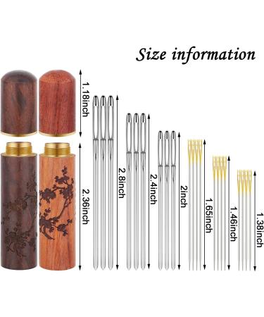 12 Self Threading Needles with Large Eye Stitching Needles - Sewing Embroidery Kit with Wooden Needle Case - Buy Online on GoSupps.com