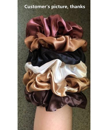 6 Pcs Silk Hair Scrunchies Hair Ties Set - Classic Color Hair Elastic Bracelet Ponytail Holders for Women and Girls - 4.5 Inch (Pack of 6) - Buy Online on GoSupps.com