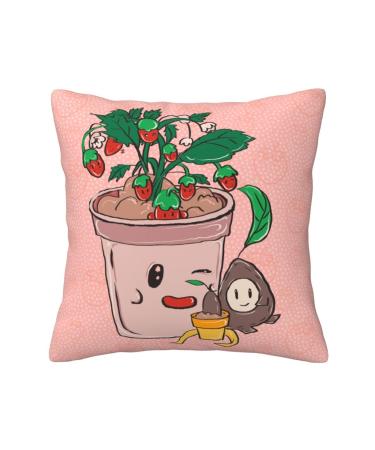 YYHHAOFA Sunflower Seeds and Strawberries Picture Universal Pillowcase for All Seasons 18"x18" : Soft and Comfortable Suitable for car Sofa Black 18 x 18-Inch