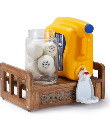 Wall-Mountable Laundry Detergent Organizer Light Brown Wooden Holder for Farmhouse Laundry Room Organization - Buy Online on GoSupps.com