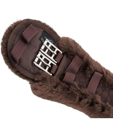 Equinate LUKE Saddle Strap - Anatomical Dressurgurt with Real Lambskin | Short Belly Belt 50-80cm in Nature Brown & Black - Buy Online on GoSupps.com