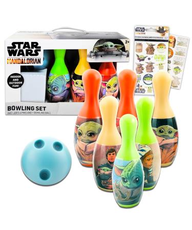 Baby Yoda Store Mandalorian Baby Yoda Bowling Outdoor Game for Toddlers,Kids-Bundle with Star Wars Bowling Set Plus Mandalorian Stickers (Mandalorian Toys)