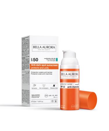 Gel Solare Bella Aurora, Anti-Blemish Sunscreen SPF50, Anti-Blemish Sunscreen, Face Sunscreen, Sunscreen, 50 ml (Combination to Oily Skin)