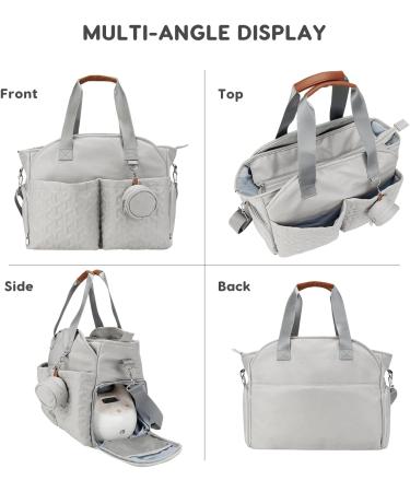 SONARIN Multifunctional Stylish Baby Nappy Changing Tote Bag - Large Capacity Waterproof Satchel Messenger Bag for Travel - Grey - Buy Online on GoSupps.com