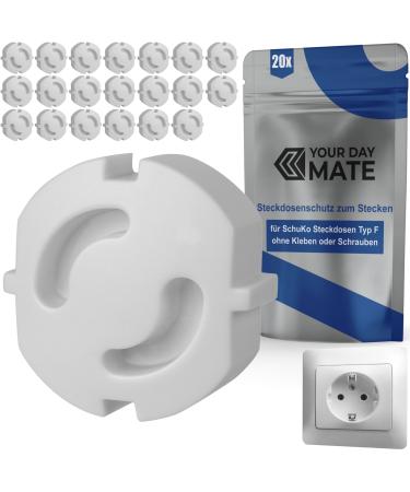 Sockets child locking without gluing 20 pieces suitable for Schuko sockets type F in white protection for inserting socket protection for sticking socket child locking baby socket protection 20 x V3 for Schuko type F - Buy Online on GoSupps.com