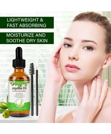 Organic Jojoba Oil 60ml 100% Pure & Natural Cold Pressed Moisturizing Multi-Purpose Jojoba Oil for Face Body Hair Nails Natural Carrier Facial Oil for Gua Sha Massage Suitable for Men - Buy Online on GoSupps.com