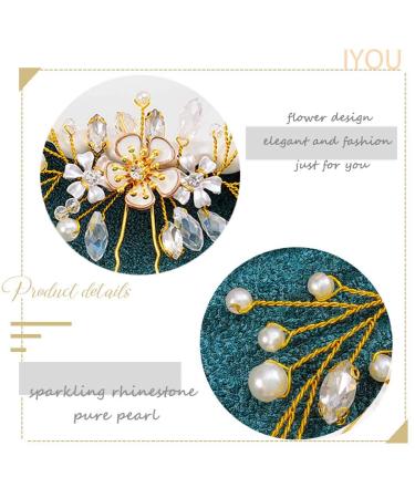 Fairvir Silver Glittering Rhinestone Flower Hairpins for Bride - Pearl Hair Jewelry for Women & Girls (2 Pieces Gold) - Buy Online on GoSupps.com
