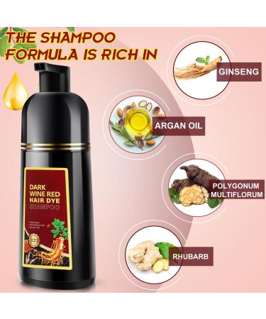 Buy 3-in-1 Herbal Hair Dye Shampoo for Grey Coverage - Dark Burgundy 16.9fl oz | Best for Men & Women - International Shipping Available - Buy Online on GoSupps.com