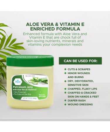 Med Pride Petroleum Jelly with Aloe Vera & Vitamin E - 13oz Skin Protectant for Dry Skin Rashes Burns & Chapped Lips - Powerful Moisturizer for Diaper Rash & Chaffed Skin - Buy Online on GoSupps.com