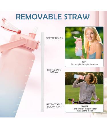 Ketiee 2L Drinking Bottle with Straw | BPA-Free Water Bottle with Time Marking | Leak-Proof Sports Bottle for Fitness Camping Yoga & Travel (Pink/Blue) - Buy Online on GoSupps.com