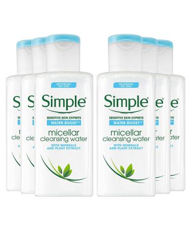 Simple Simple Sensitive Skin Experts Water Boost 200ml Micellar Water Cleanser with Minerals and Plant Extracts (Pack of 6)