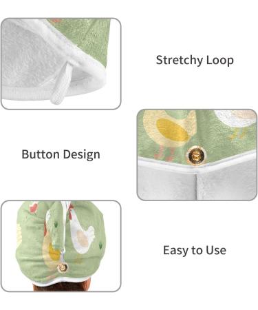 Cute Domestic Chicken Family Farm Hair Towel 2 Pack - Super Absorbent Quick Dry Towels for Women & Girls - Buy Online on GoSupps.com