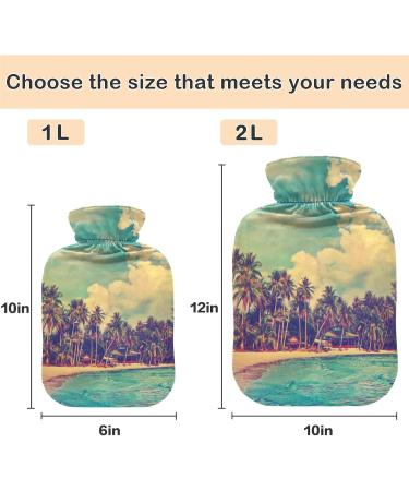 NAANLE 2L Transparent Hot Water Bottle - Tropical Beach Design for Menstrual Cramps Pain Relief & Heat Therapy - Buy Online on GoSupps.com