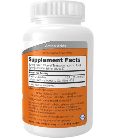 Now Supplements ALC (Acetyl-L-Carnitine) Powder - Brain and Nerve Cell Function - 3oz (1 Pack) - Buy Online on GoSupps.com