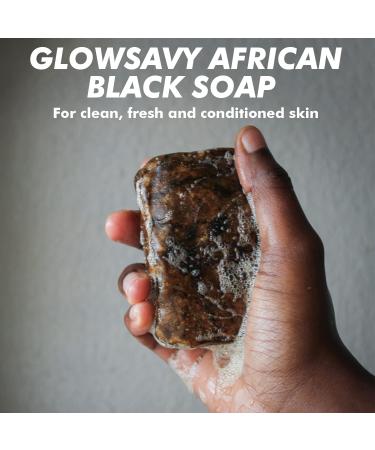 Glowsavy African Black Soap - Natural Exfoliating Bath Soap for Smooth & Hydrated Skin - Deep Cleansing Face, Body, Skin - Vegan & Cruelty-Free - 1 Bar - Buy Online on GoSupps.com