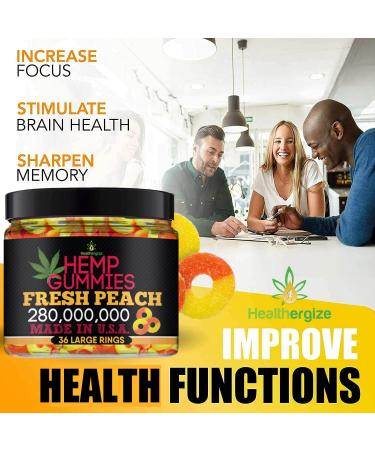 Hemp Gummies for Peace and Relaxation-High Potency Hemp Oil Gummys Peach-Fresh Full Flavor-Natural Hemp Edibles-for Back, Knees, Calm, Sleep, Discomfort-36 Large Rings-Made in USA - Buy Online on GoSupps.com