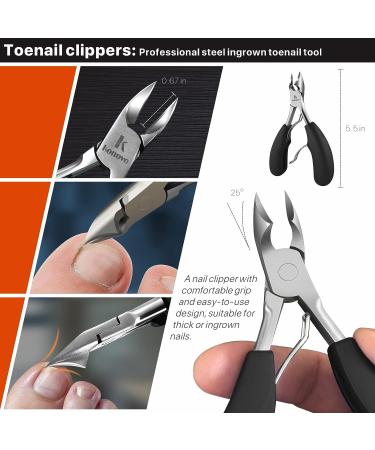Senior Toenail Clippers for Thick Nails + Nose Hair Trimmer & Ear Wax Cleaner Set - 7Pcs - Buy Online on GoSupps.com