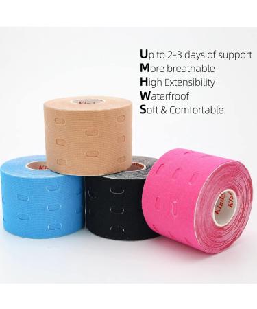 Waterproof Kinesiology Tape - 4 Rolls - Joint Support & Muscle Pain Relief - 16.4ft Elastic Tape for Any Activity - Buy Online on GoSupps.com