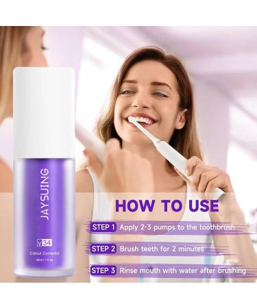 Violet Whitening Toothpaste V34 Color Corrector Serum Included Teeth Whitening Booster Violet Teeth Whitening Oral Cleaning Toothpastes for Sensitive Teeth - Buy Online on GoSupps.com