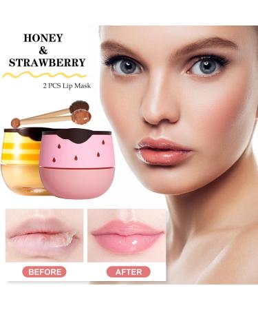 Lip Balm Natural Lip Care Lip Sleeping Mask Honey & Strawberry Skincare Set Moisturizing Lip Balm Set for Dry Chapped Peeling Cracked Lips Lip Line & Wrinkle Reducing for Women - Buy Online on GoSupps.com