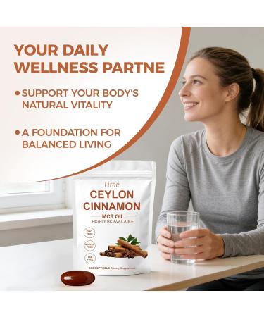 LIRAE Ceylon Cinnamon SoftGels Ceylon Cinnamon Soft Gels 7200mg Equivalent with Mct Oil Highly Bioavailable Herbal Extract | Non-GMO Gluten Free | 300 Softgel (1) - Buy Online on GoSupps.com
