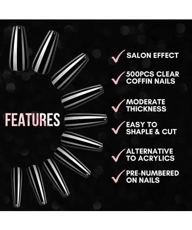 Makartt Ballerina Nails Set - 500 Clear False Nail Tips with Nail Glue for Acrylic Press On Nails - Full Cover Coffin Soak Off Tips and Nail File - Nails Art Kit for Women - Buy Online on GoSupps.com